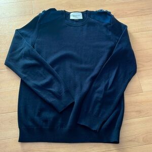 GUCCI 418118 Z3971 Shoulder Strap Sweater Cotton Knit Jumper Bee Fly Embroider S